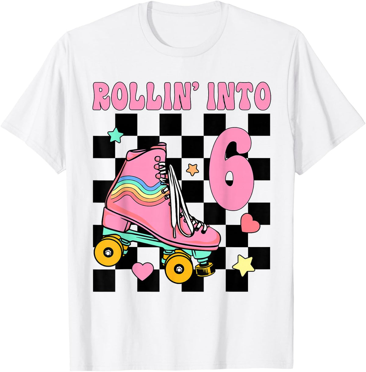 Rolling Into 6 Years Old Roller Skating Girl 6th Birthday T-Shirt