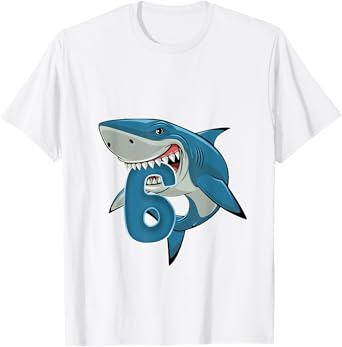 6th Birthday Shark 6 Year Old Birthday Shark Theme Party T-Shirt