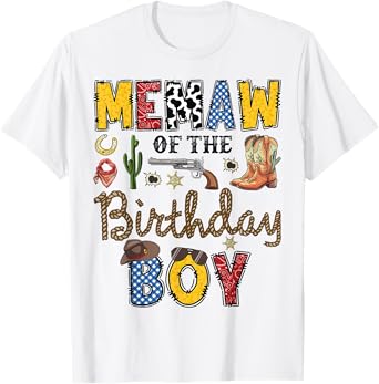 Memaw Of The Birthday Boy Cowboy Rodeo Memaw T-Shirt