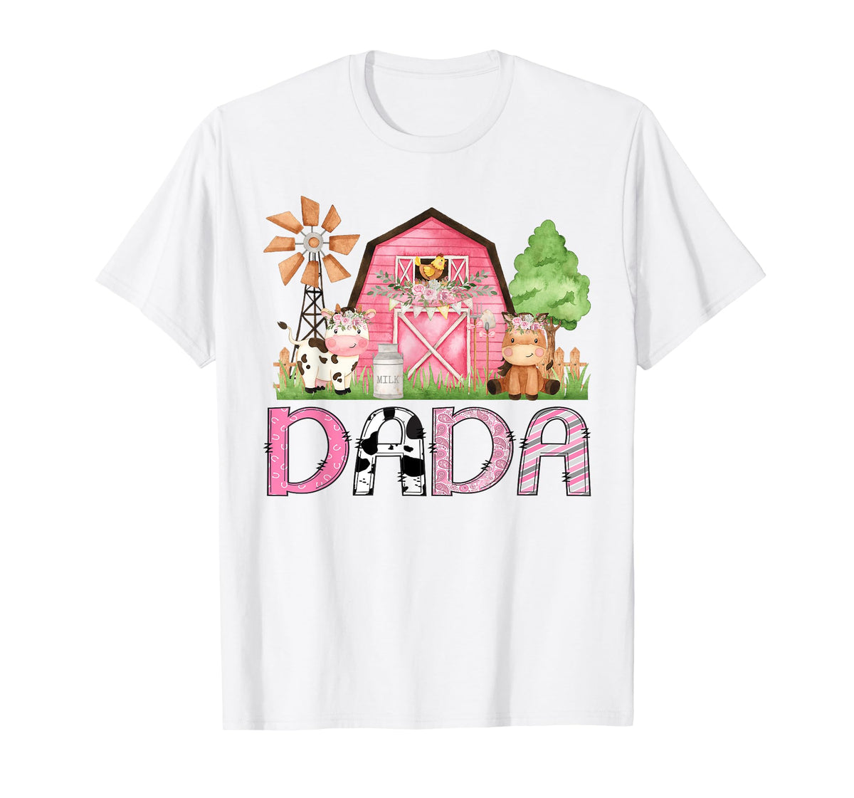 Dada Pink Farm Animal Birthday Kids Matching Family T-Shirt