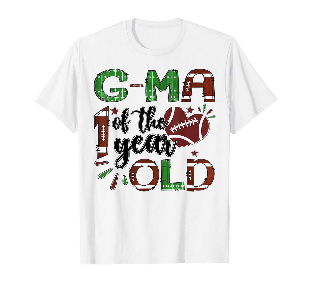 G-Ma Of The 1 Year Old Football 1St Year Down Birthday T-Shirt