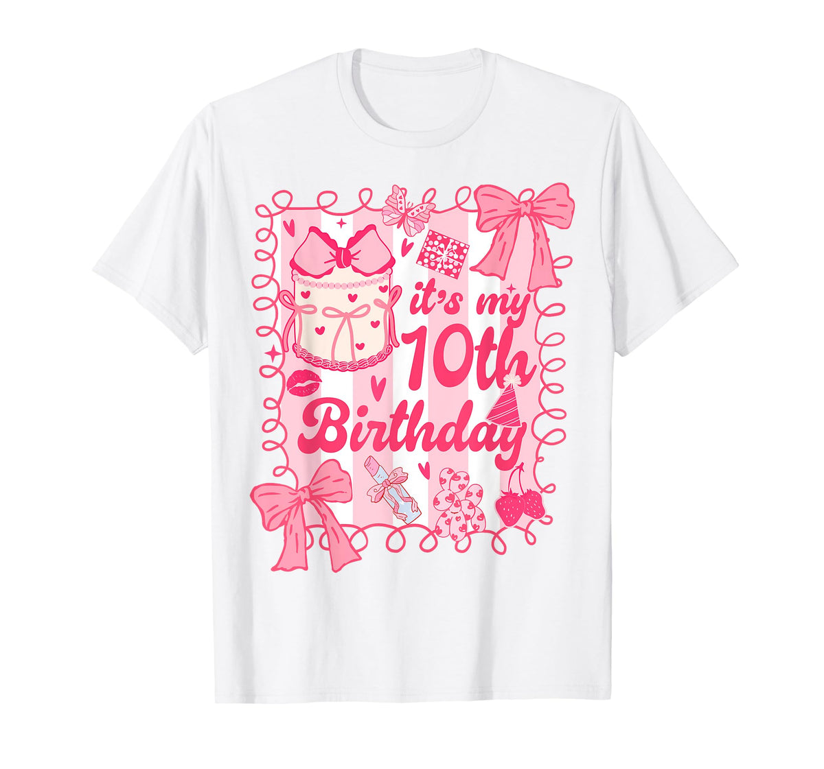 Kids It's 10th Birthday Coquette Aesthetic 10 Years Old Girl T-Shirt