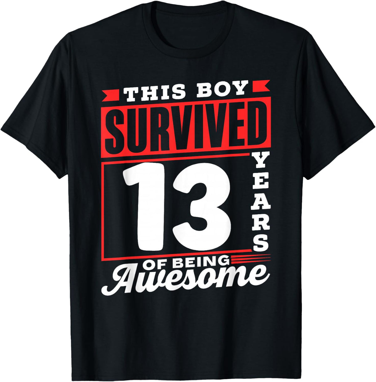 This Boy Survived 13 Years Of Being Awesome Boys Birthday T-Shirt