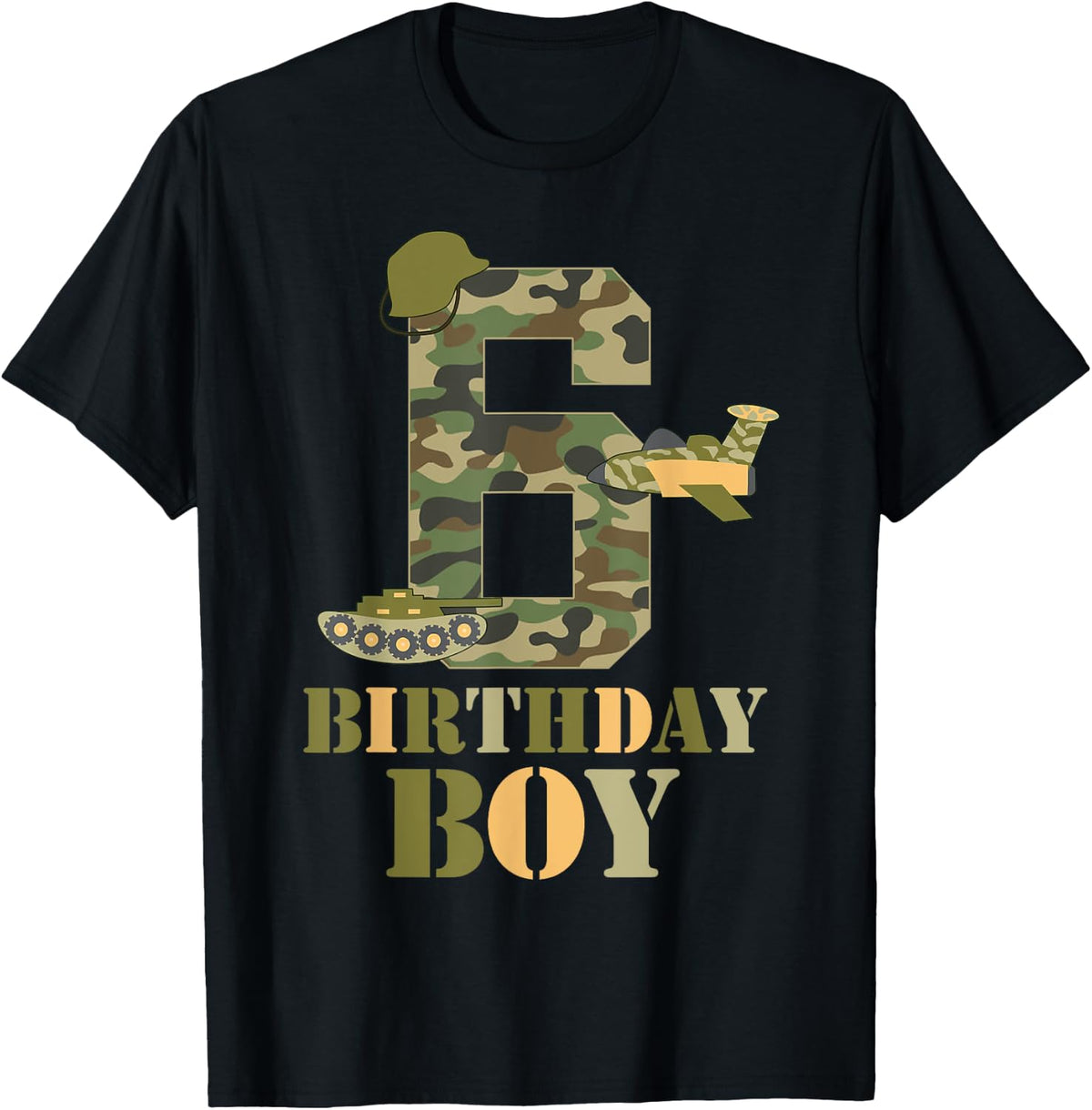 6th Birthday Military Themed Camo Boys 6 Years Old Soldier T-Shirt