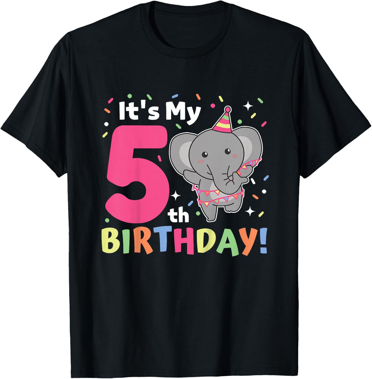 Kids Elephant 5th Birthday For Kids Five Years Old T-Shirt