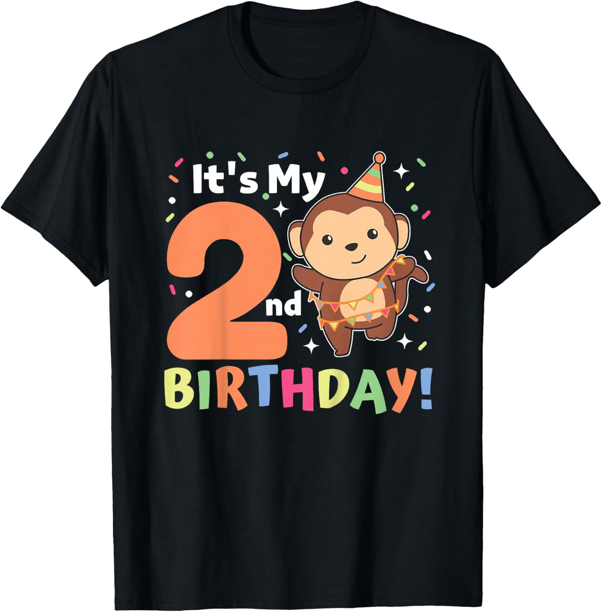 Kids Monkey 2nd Birthday For Kids Two Year Old Monkey T-Shirt
