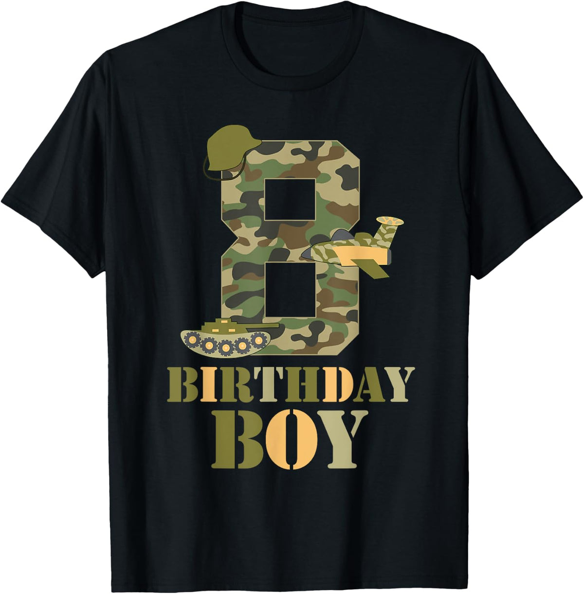 8th Birthday Military Themed Camo Boys 8 Years Old Soldier T-Shirt
