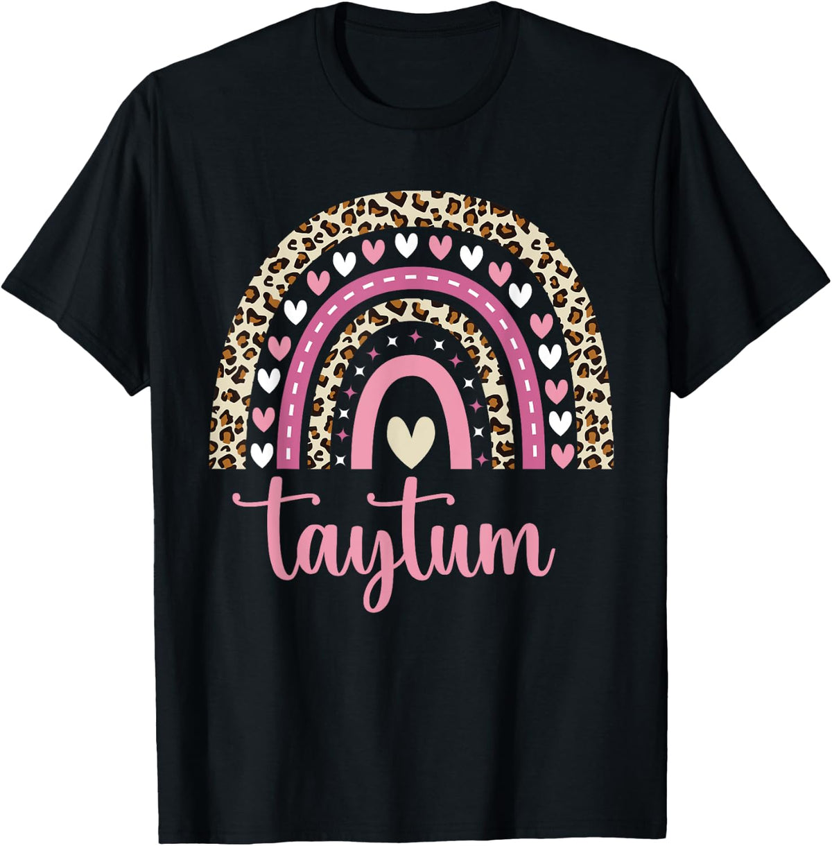 Taytum Rainbow Leopard Personalized Taytum Birthday T-Shirt