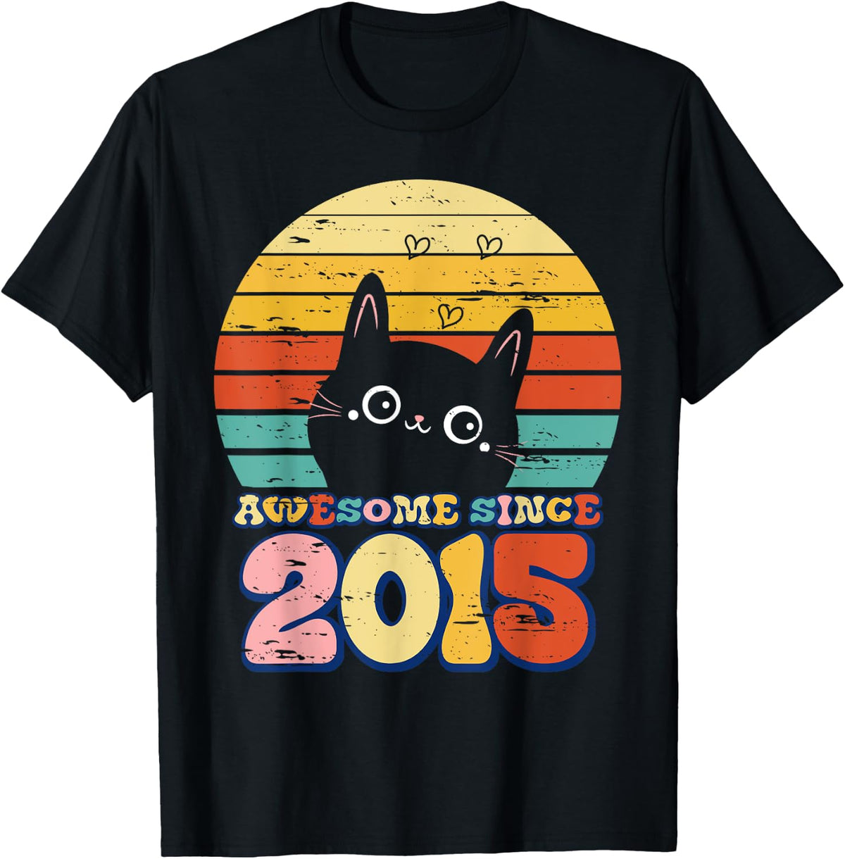 Awesome Since 2015 Cat For Girl Boy Its My 8th Birthday T-Shirt