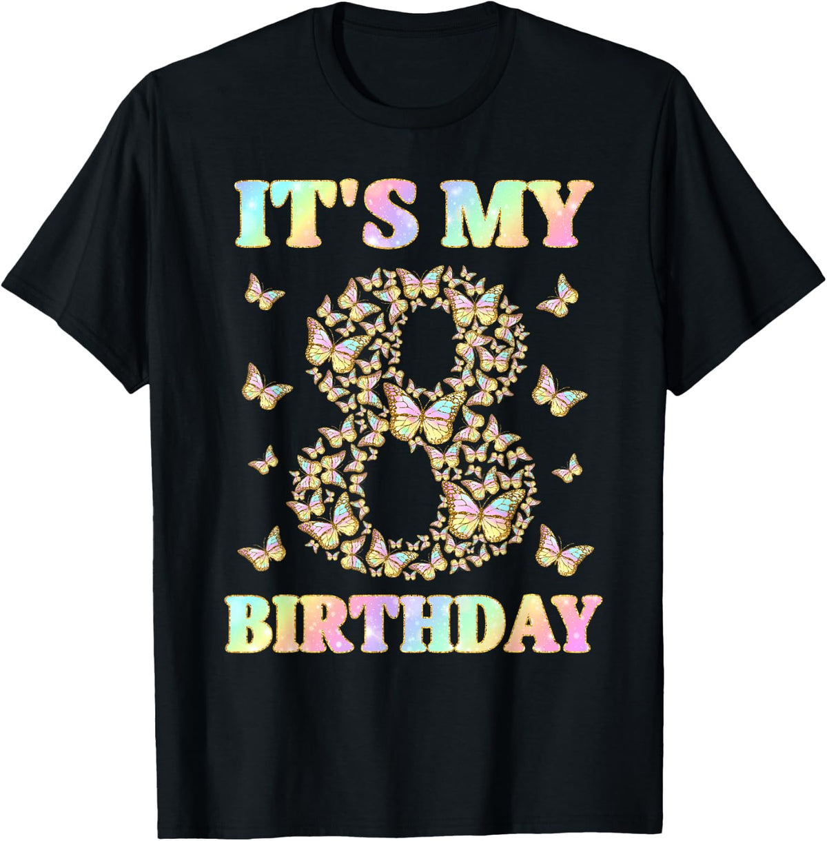 Cute 8 Years Old Girl Funny Butterfly It's My 8th Birthday T-Shirt