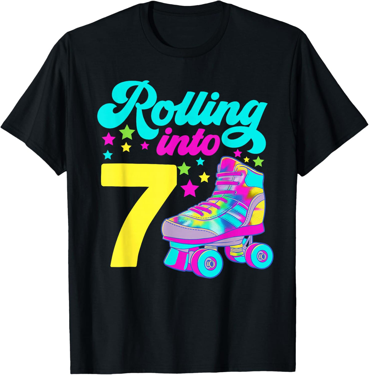 Rolling into 7 Girls 7th Birthday Roller Skates T-Shirt
