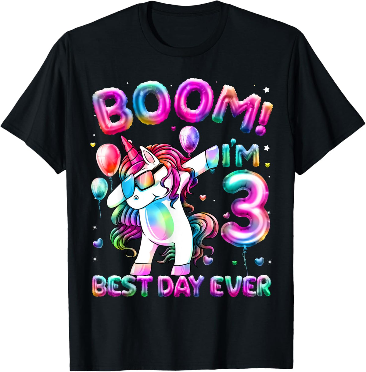 3 Years Old Dabbing Unicorn Gifts 3rd Birthday Girl Party T-Shirt