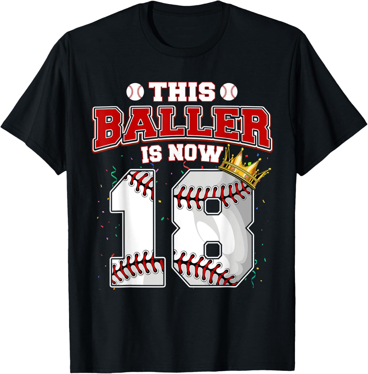 This Baseball Baller Is Now 18 Years Old Happy My Birthday T-Shirt