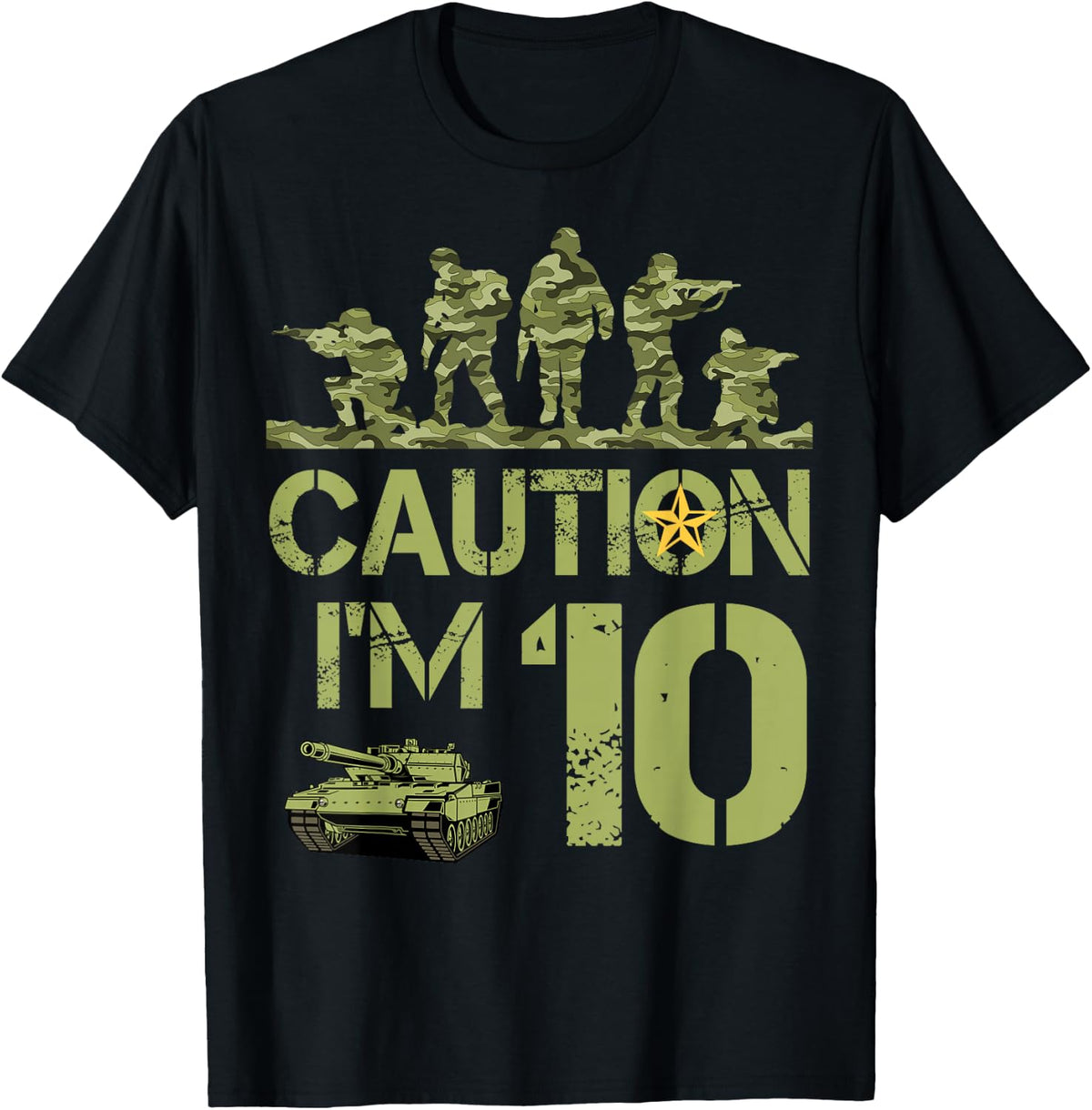 10th Birthday Military I'm 10 Year Old Soldier Camo Birthday T-Shirt