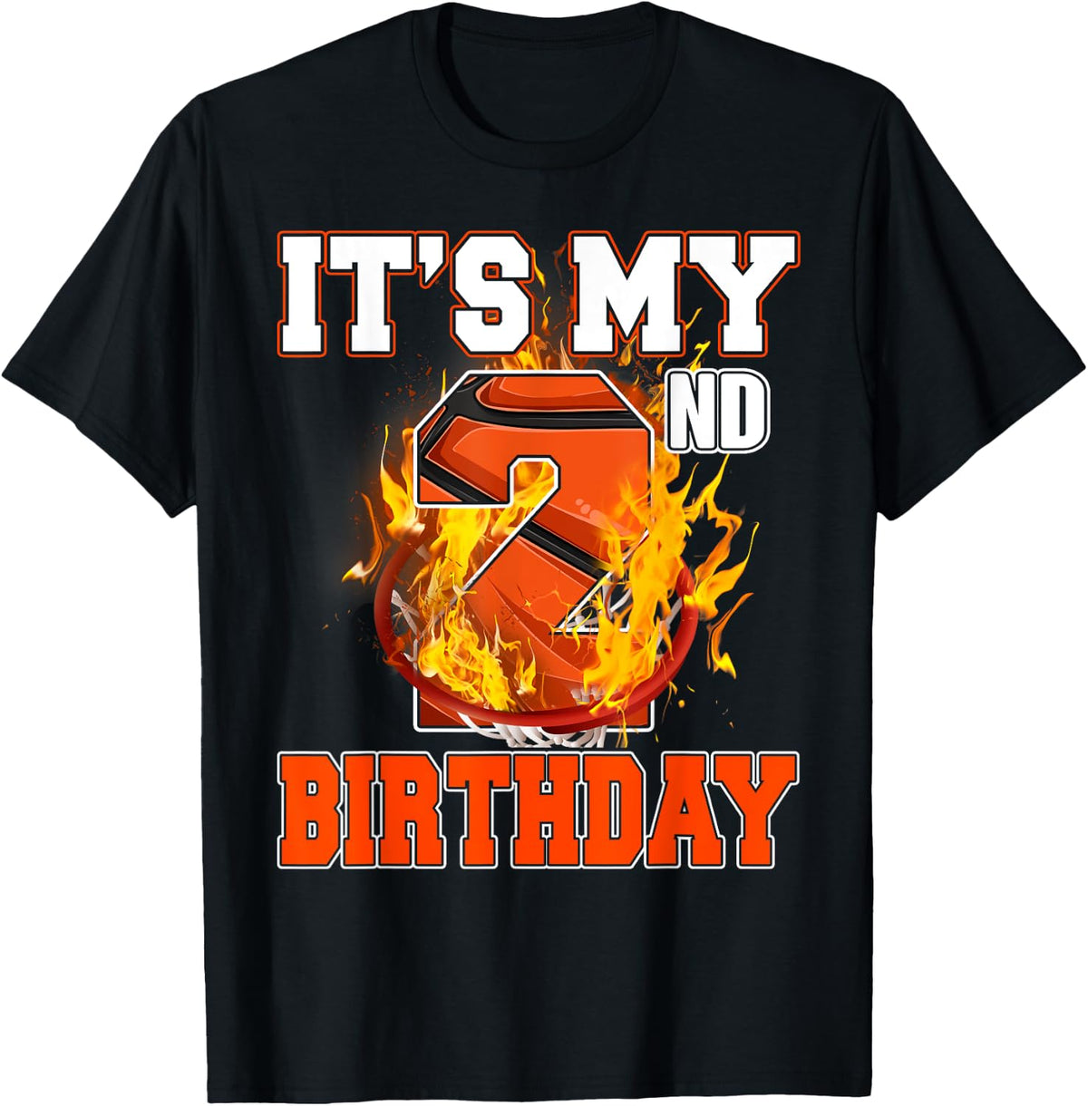 Funny It's My 2nd Birthday 2 Years Old Basketball Ball Boy T-Shirt