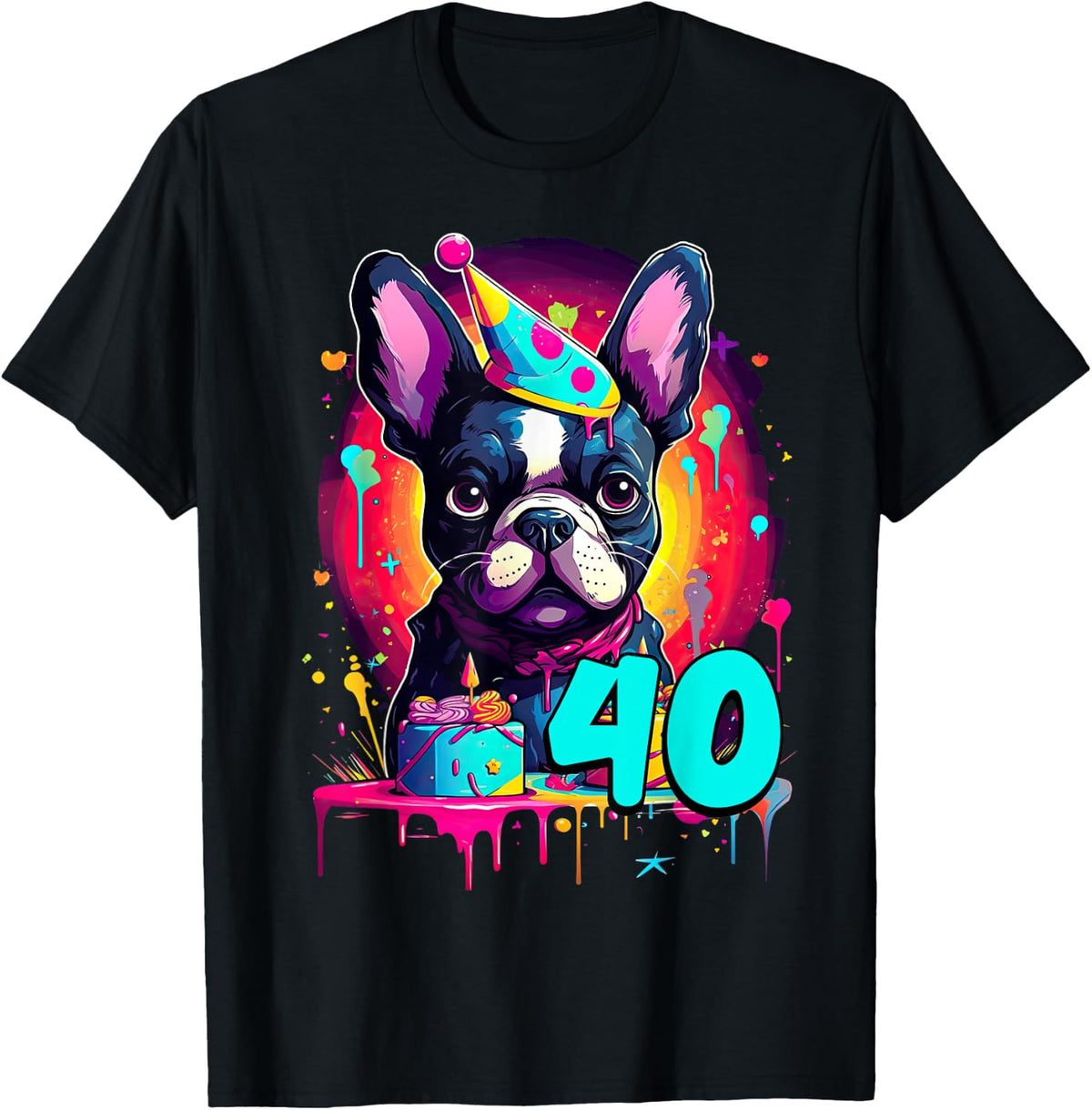 French Bulldog Dog 40th Birthday Themed Party 40 Years Old T-Shirt
