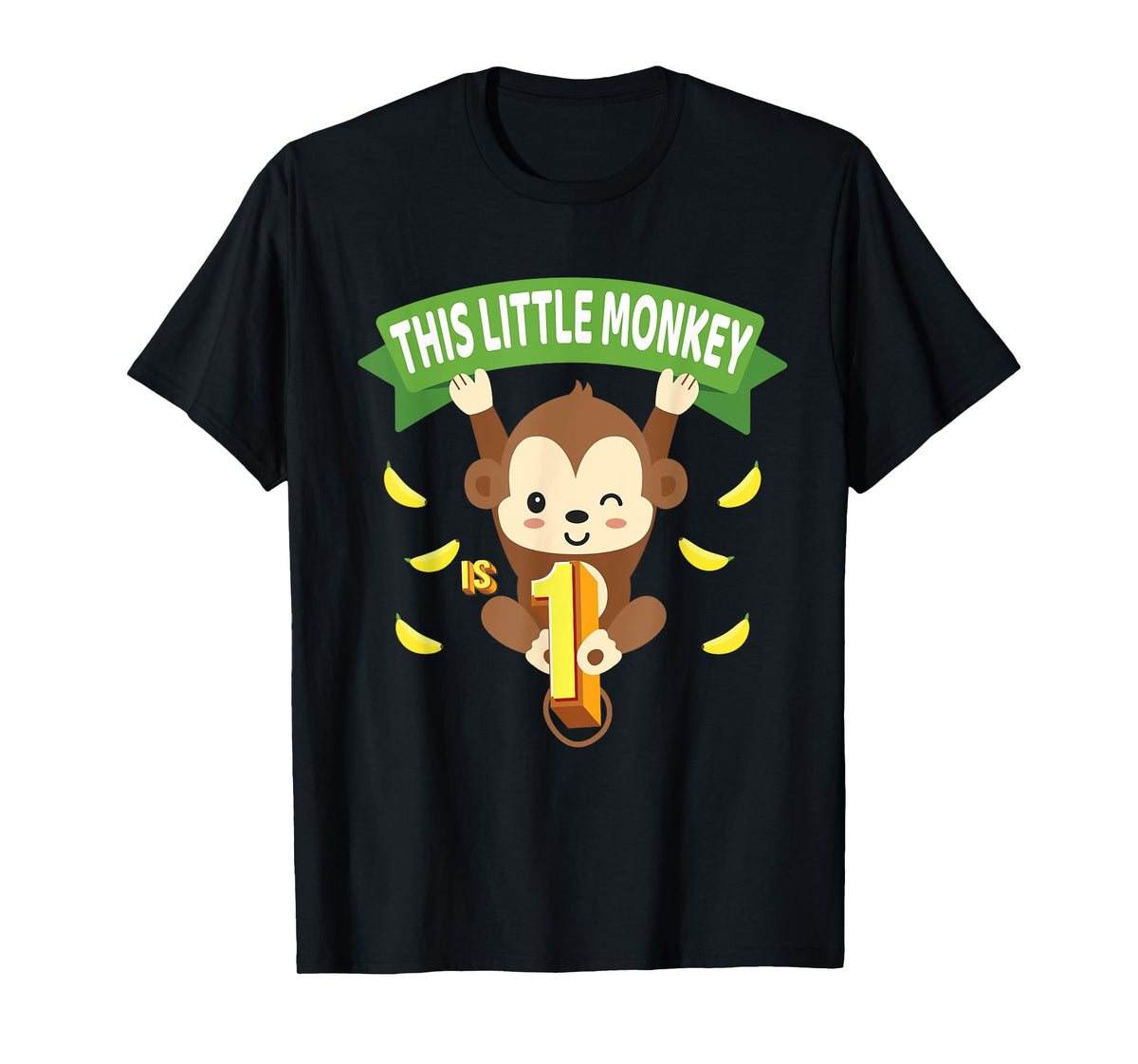 This Little Monkey Is 1 Years Old Kid 1st Birthday Monkeys T-Shirt
