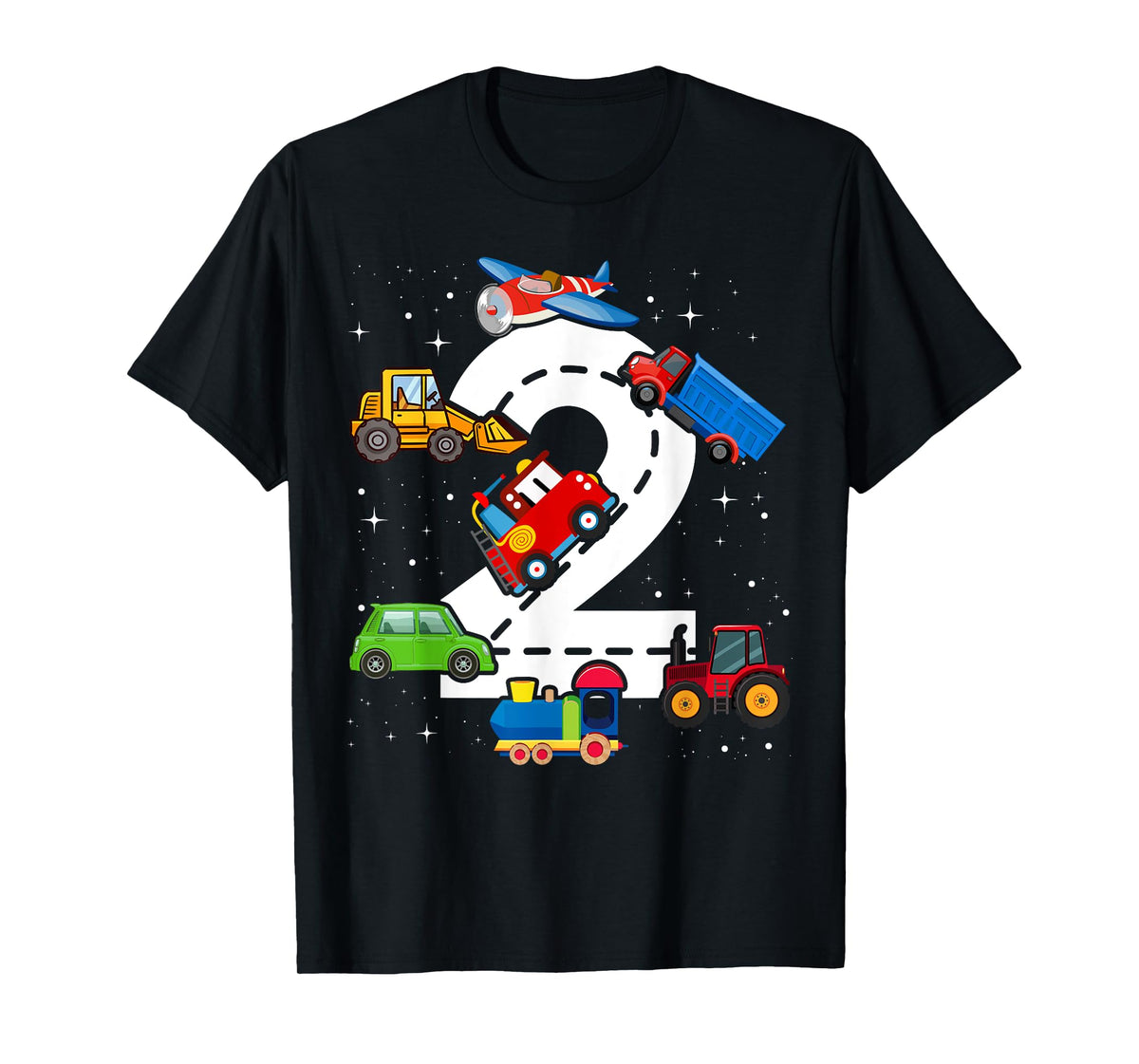 Kids 2nd Birthday Trucks Vehicles Transportation 2 Year Old T-Shirt