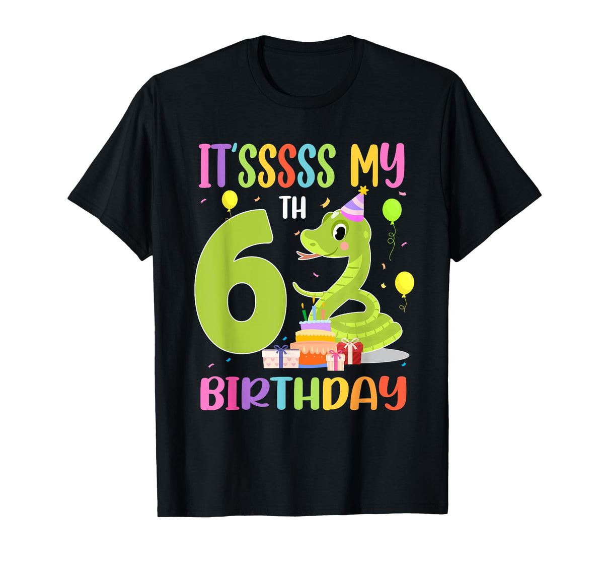 It's My 6th Birthday Snake 6 Years Old Birthday T-Shirt
