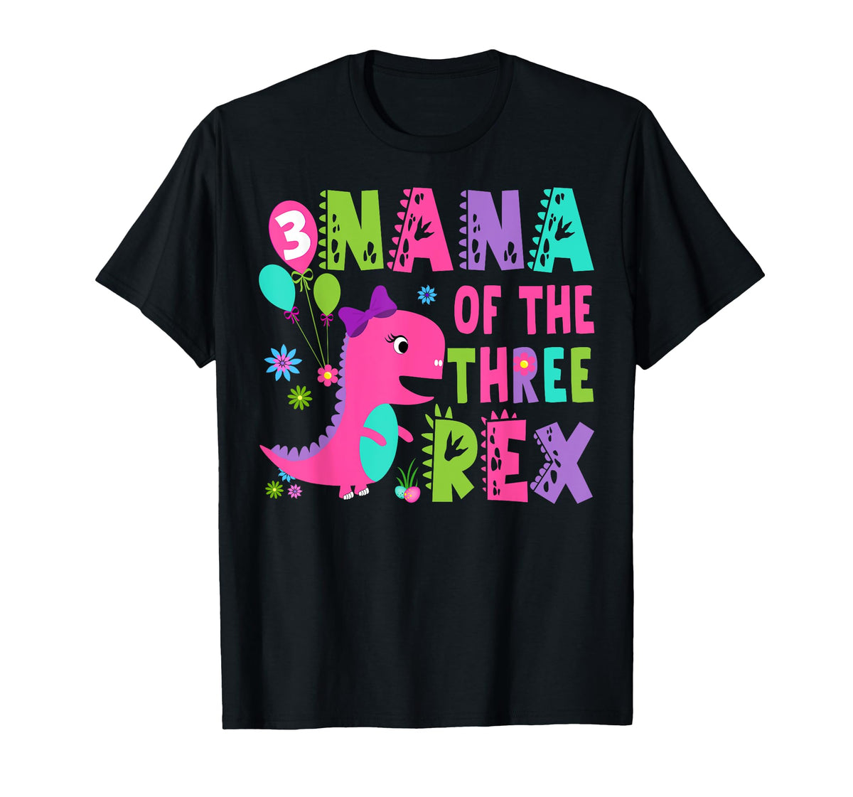 Nana of The Three Rex Dinosaur T-Rex 3Rd Birthday Boy T-Shirt