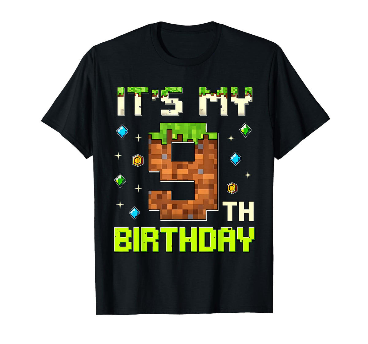 Boys Kids It's My 9th Birthday Game Pixel 9 Years Old T-Shirt