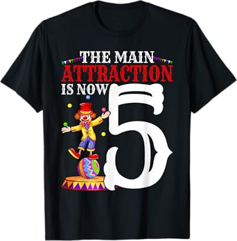 Carnival Birthday Kids 5th Circus Birthday Party T-Shirt