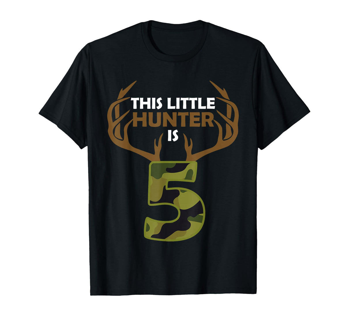 Funny 5th Birthday 5 Year Old Deer Hunter Gift For Boys Kids T-Shirt