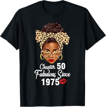 Chapter 50 Fabulous Since 1975 50th Birthday Women Leopard T-Shirt