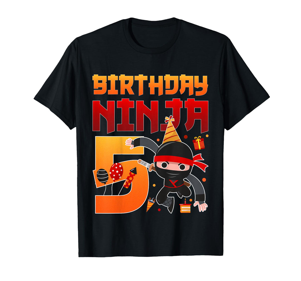 Ninja 5 birthday - Kids 5 Years Old Ninja 5th Birthday Party T-Shirt