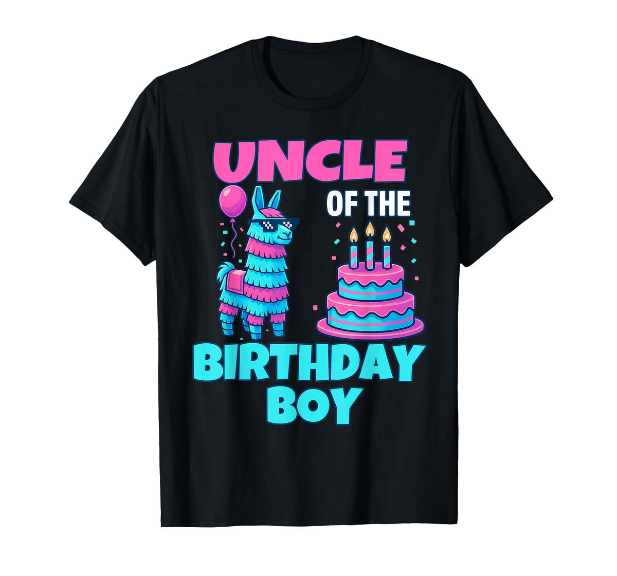 Uncle of Birthday Boy Llama Pinata Party family mathing men T-Shirt