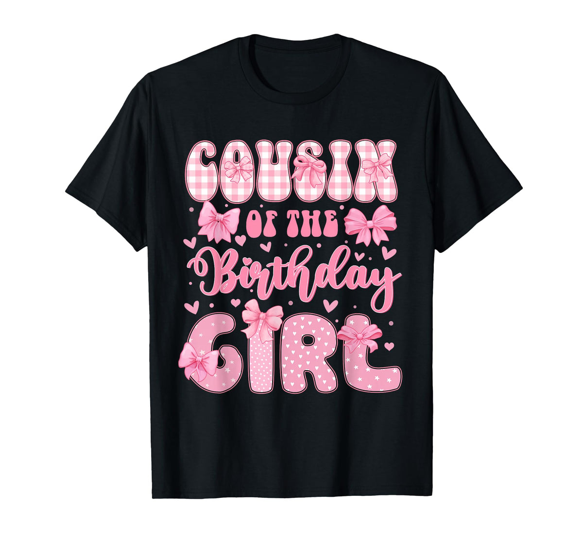 Cousin Of The Birthday Girl Family Pink Coquette Bow Bday T-Shirt