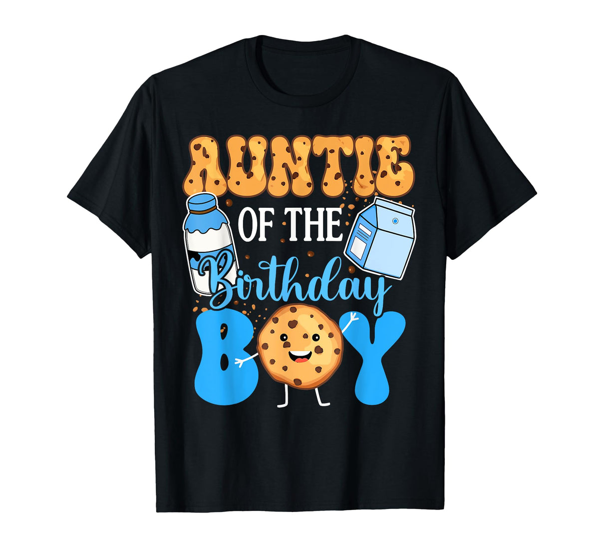 Auntie of the Birthday Boy Milk and Cookies 1st Birthday T-Shirt