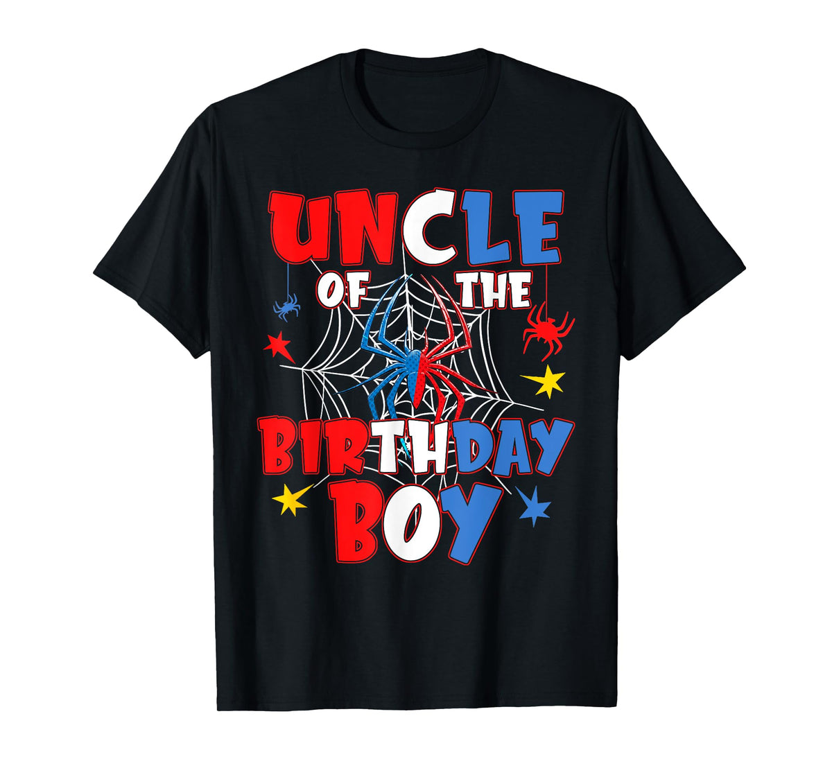 Uncle Of The Birthday Boy Shirt Matching Family Spider Web T-Shirt