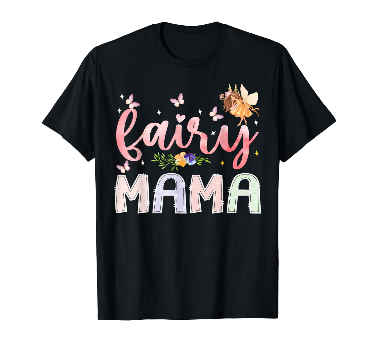 Fairy Mama Magical Floral Birthday Girl Fairytale Family T-Shirt