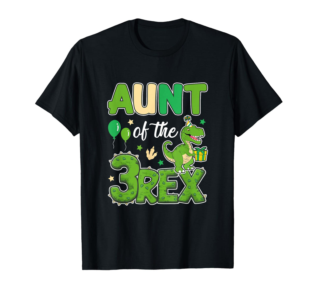 Aunt Of The Three Rex Birthday Dinosaur Family Matching T-Shirt