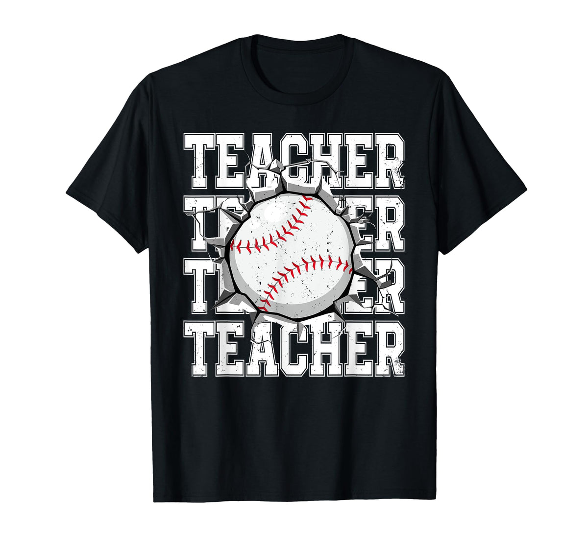 Baseball Teacher Cracked Wall Family Matching Birthday T-Shirt