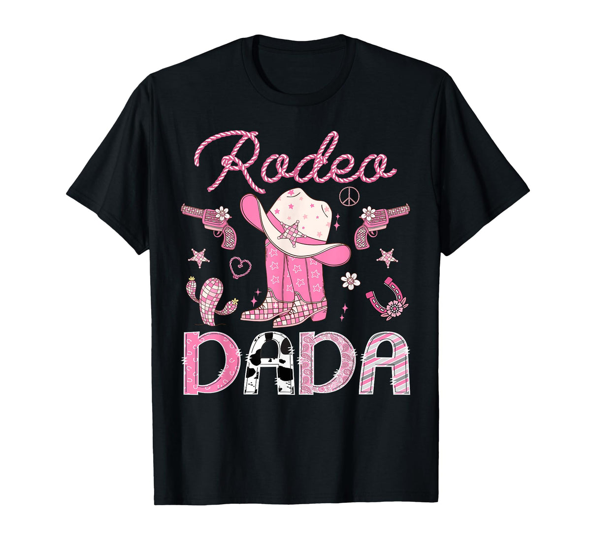 Rodeo Dada 1St Birthday Pink Boots Disco Cowgirl T-Shirt