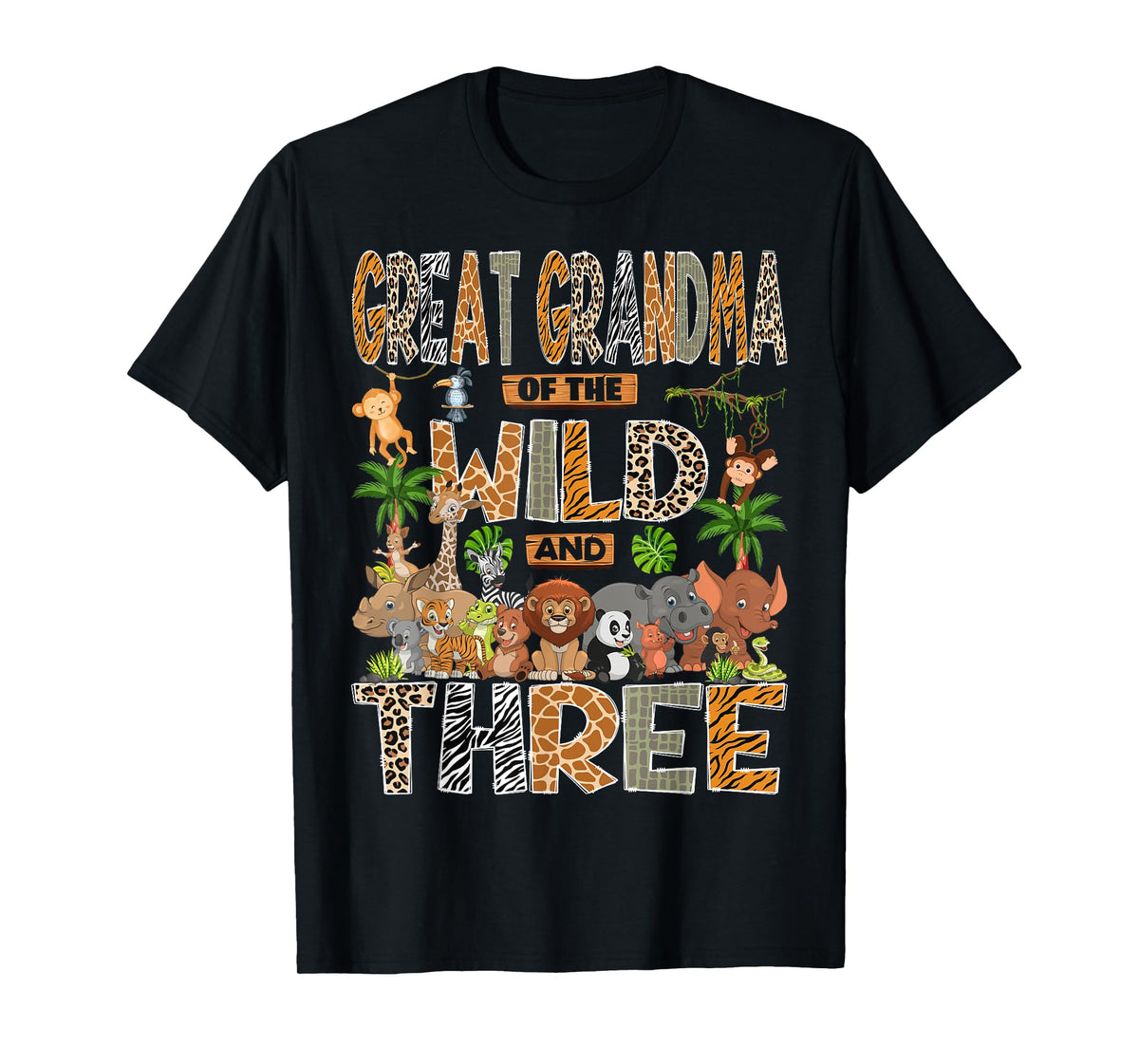 Great Grandma Of The Wild & Three 3Rd Birthday Safari Jungle T-Shirt