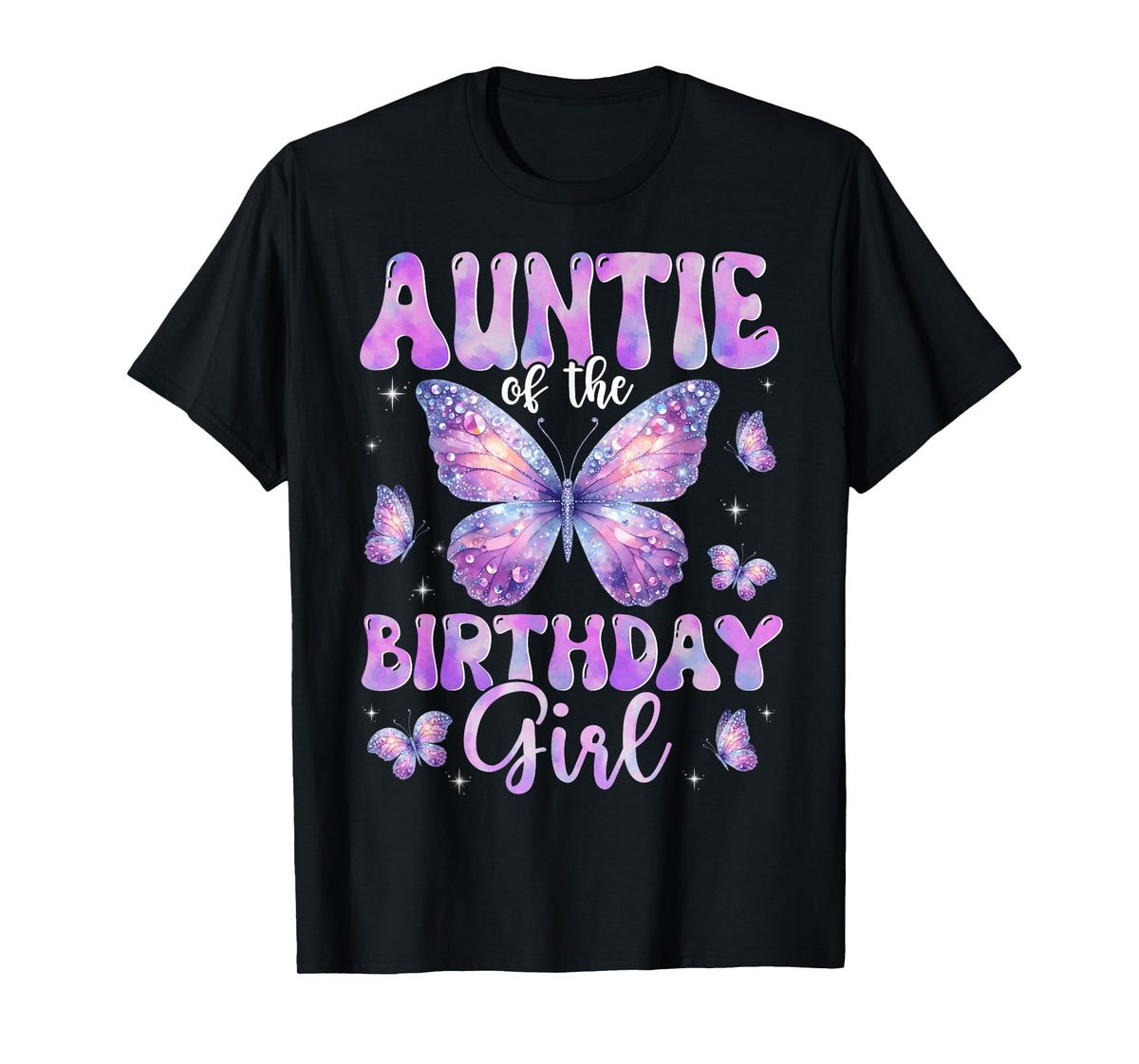 Auntie Of The Birthday Girl Butterfly Family Matching T-Shirt