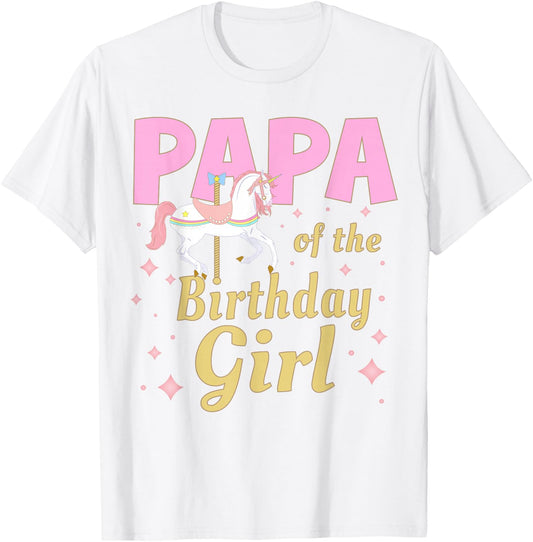 Papa Carousel Party 1st First Birthday Girl Family Matching T-Shirt