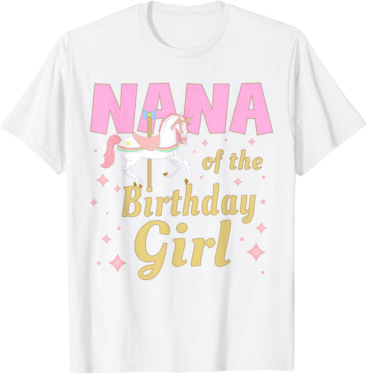 Nana Carousel Party 1st First Birthday Girl Family Matching T-Shirt