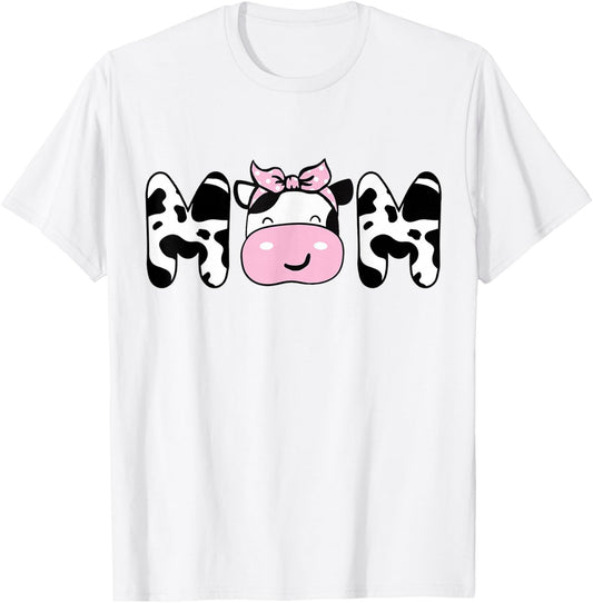 Mom of The Birthday Girl Funny Cow Mom Mama Bday Matching T-Shirt