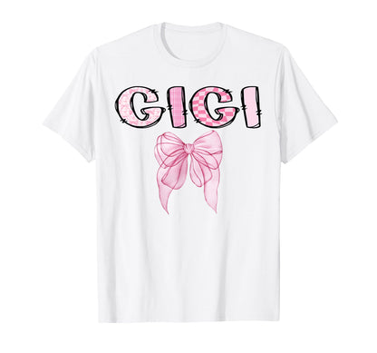 Gigi Birthday Girl Matching Coquette Pink Bow T-Shirt
