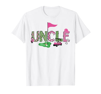 Golf Uncle Pink Hole in One Golf 1St Birthday Girl T-Shirt