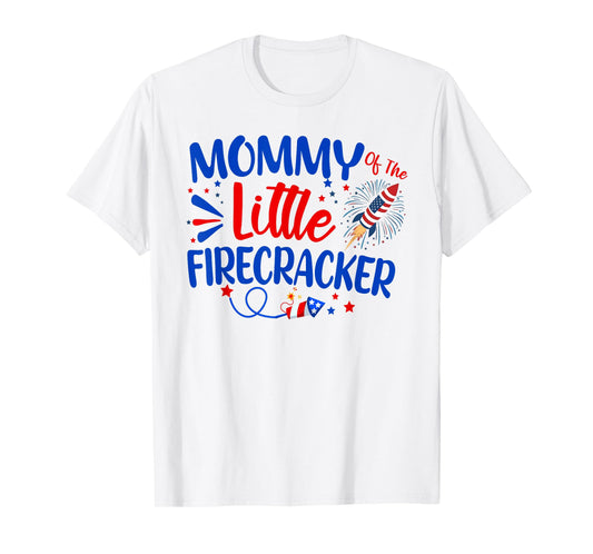 Mommy Of The Little Firecracker Family 4th of July Birthday T-Shirt