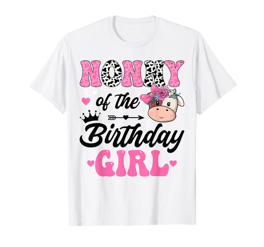 Nonny Of The Birthday Girl Cute Cow 1St Birthday Party T-Shirt
