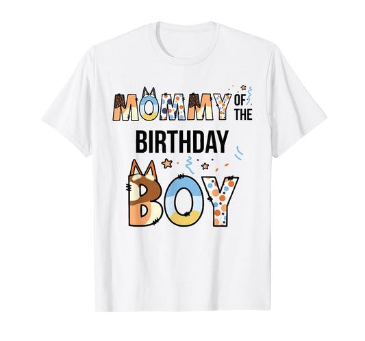 Mommy Of The Birthday Boy Party Blue Dog Lover Matching T-Shirt