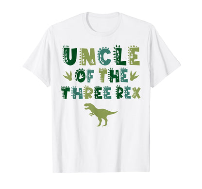 Uncle Of The Three Rex Birthday Shirts Dinosaur Family T-Shirt