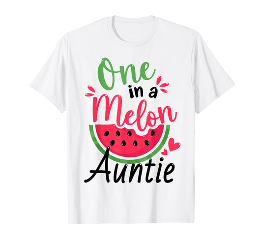 One in a Melon Auntie 1st Birthday Party Family Matching T-Shirt