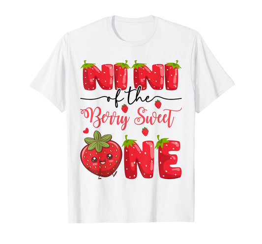 Nini Of The Berry Sweet One Strawberry First Birthday T-Shirt